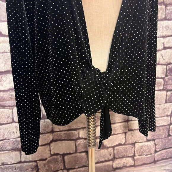Chico's Travelers Black & White Polka Dot Cardigan Sweater Size XL - Picture 3 of 9